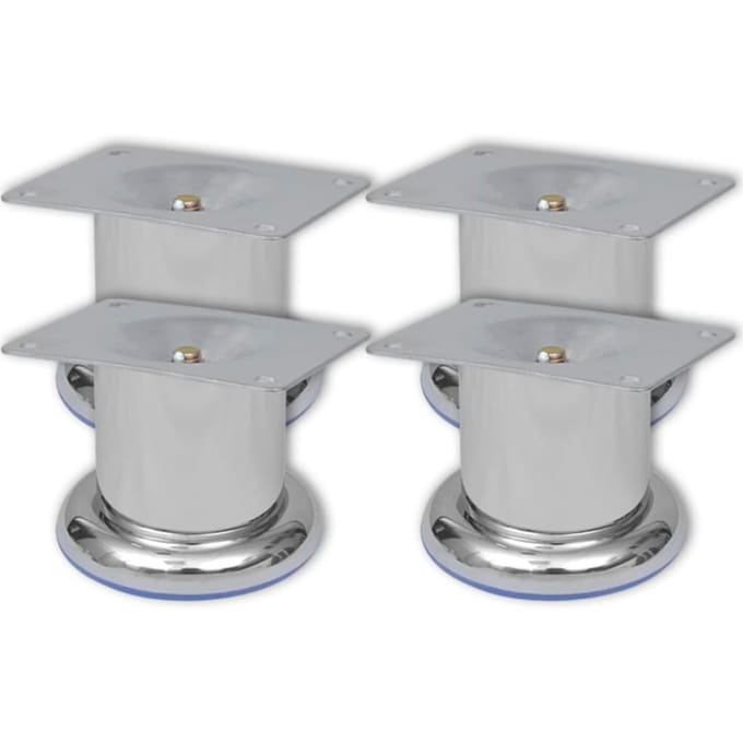 vidaXL - Bankpoten - rond - chroom - 60 - mm - 4 - st