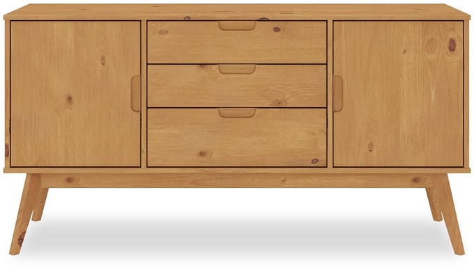 Sideboard TIVOLI, van massief hout met 2 deuren en 3 lades - eiken afwerking