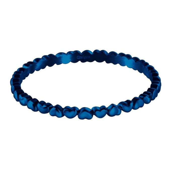 Quiges Stapelring Dames - Vulring Harten - RVS Blauw - Maat 22 - Hoogte 2mm