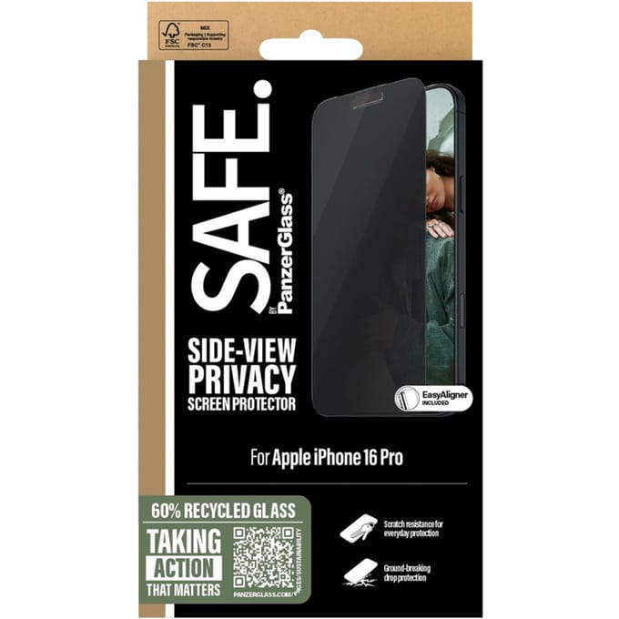 SAFE by PanzerGlass Privacy Screenprotector Ultra Wide Fit met applicator geschikt voor Apple iPhone 16 Pro