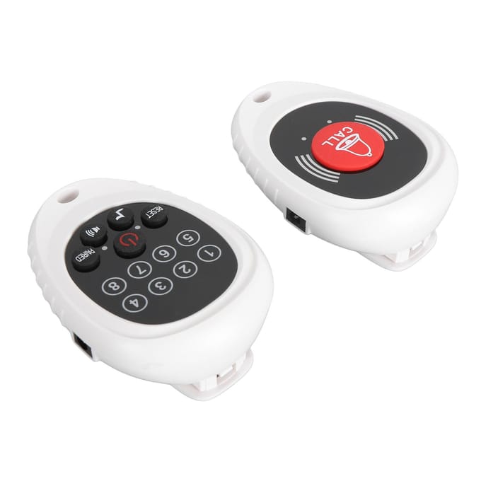 Bouton d'appel d'infirmière sans fil rechargeable professionnel longue portée 3280,8 pieds blanc