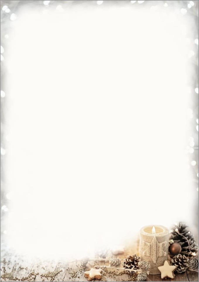 Kerstmotief-papier 'Beige Kerstkaars', A4-formaat