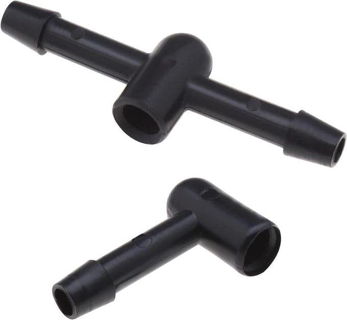 Wisserwatersproeier Slang Connector - Watersproeier Kit Ruitensproeier Slang - Ruiten Reinigen - Sterke Plastic Structuur - 2 Stuks - Zwart