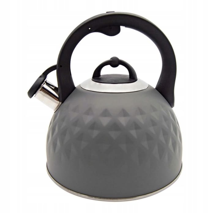 Fluitketel 2,5 Liter – Fluitketel Inductie RVS – Mat Grijs 3D – Gas & Inductie