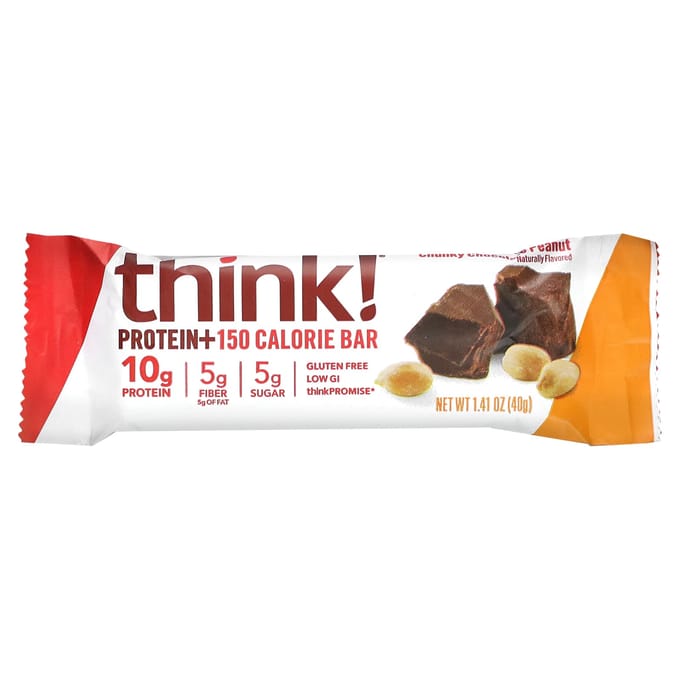 Denken!, Eiwit- en vezelrepen, Stukjes Chocolade Pinda's, 10 Repen, 40 g (40 gr) Elk