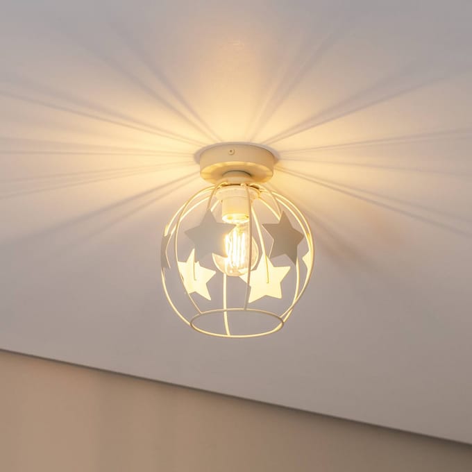 HELAM Sterren plafondlamp, zandkleurig, metaal, Ø 21 cm