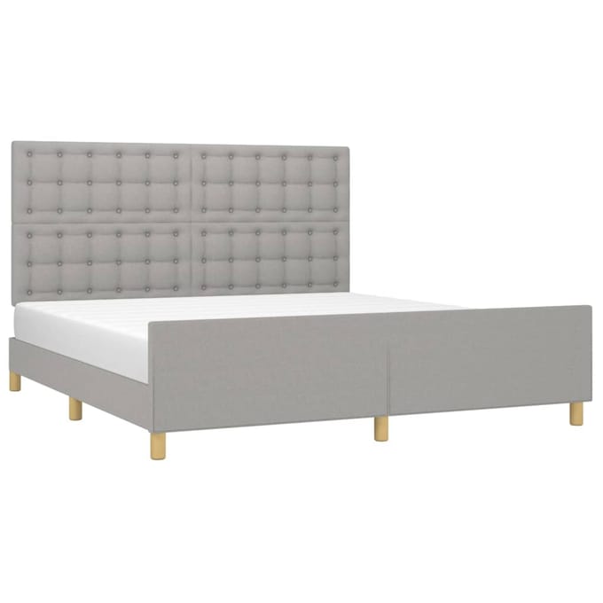 vidaXL - Bedframe - met - hoofdeinde - stof - lichtgrijs - 180x200 - cm