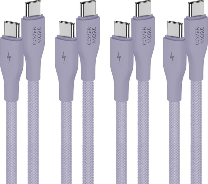 Usb-c naar usb-c kabel - Oplaadkabel - Laadkabel - Oplaadsnoer - 4 stuks - 1m - Paars