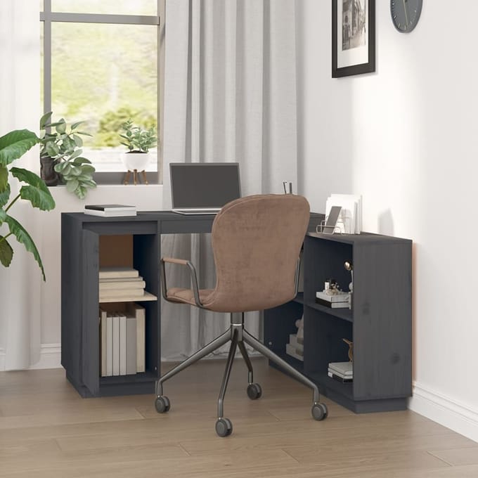 vidaXL - Bureau - 110x50x75 - cm - massief - grenenhout - grijs