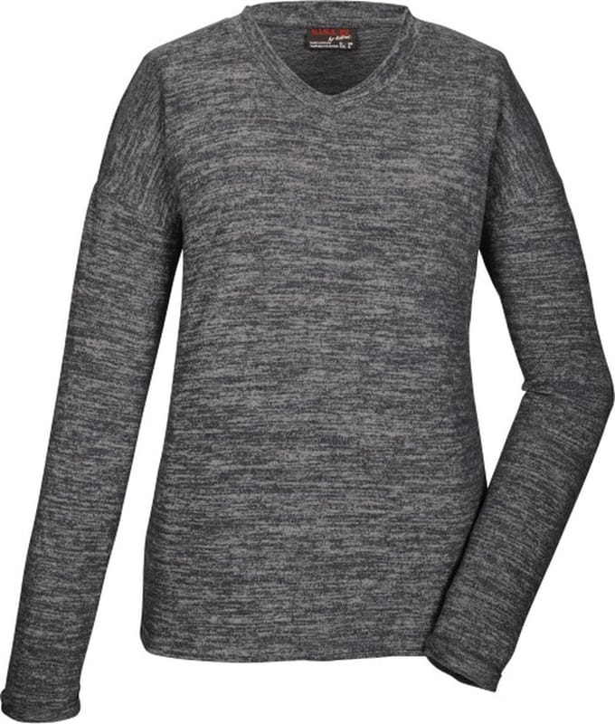 Killtec dames trui - fleece trui dames - v-hals - 40897 - navy gemeleerd - maat 38