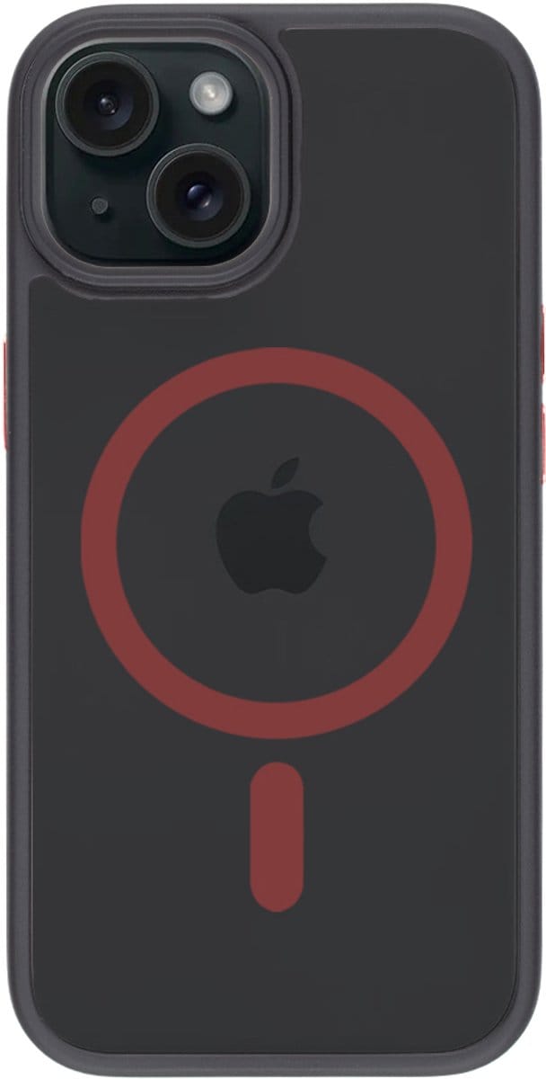 Tactical iPhone 15 MagForce Hyperstealth 2.0 Cover – Hoesje met Losse Klikbare Knoppen – Black/Red