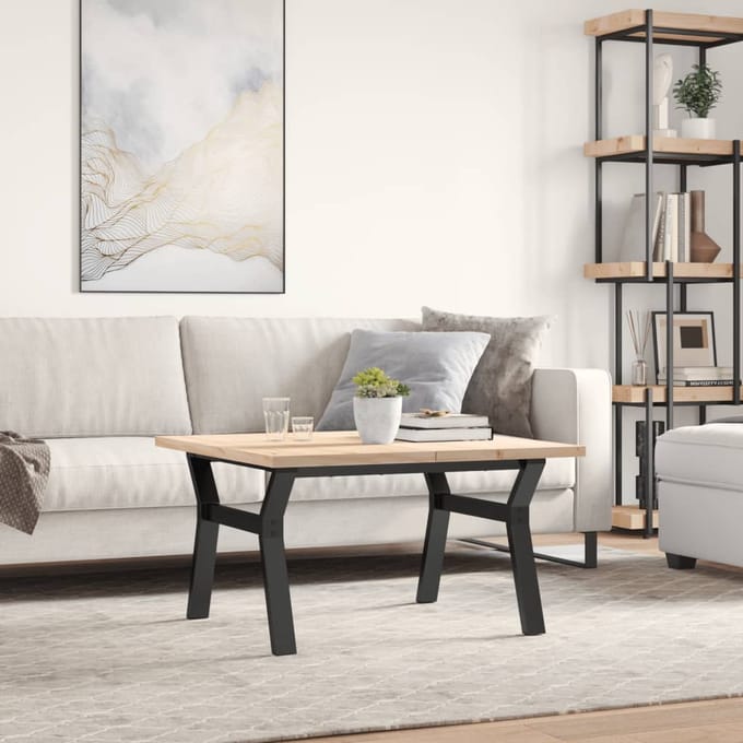 vidaXL - Salontafel - Y-frame - 80x80x45,5 - cm - grenenhout - en - staal