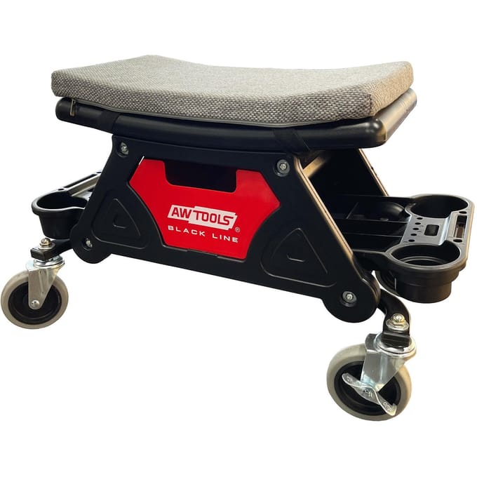Awtools Black Line - Werkplaatsstoel - Met Opslag - Stalen Frame - Winyl Zit