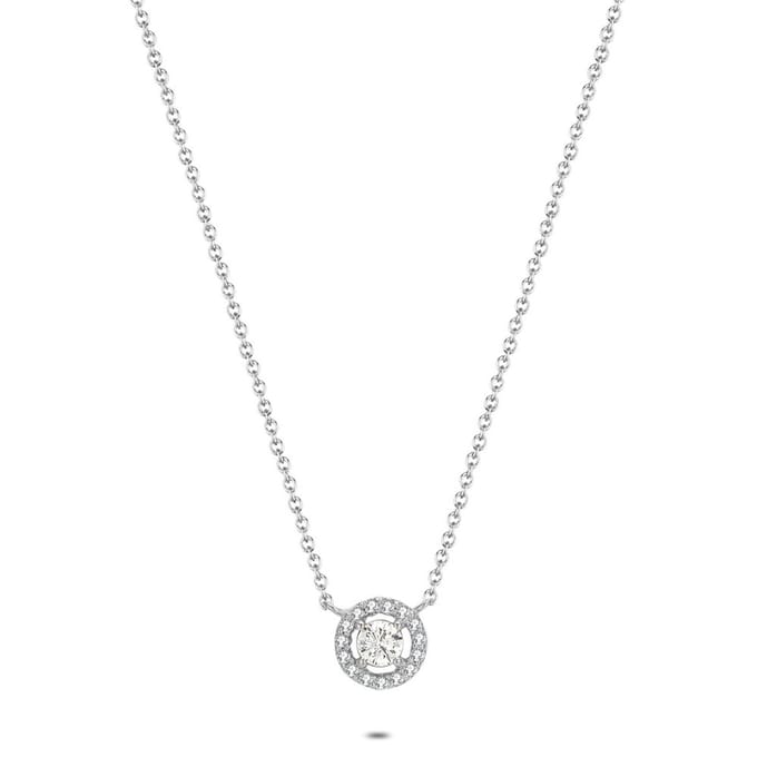 Twice As Nice Halsketting in zilver, ronde steentjes 40cm+5cm