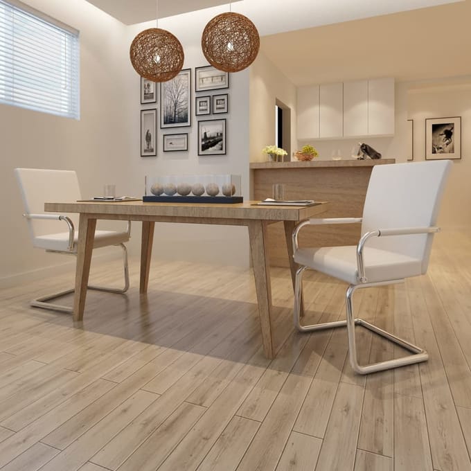 vidaXL - Eetkamerstoelen - 2 - st - kunstleer - wit