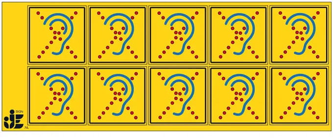 Limited hearing sticker | 5 x 5 cm - 10 stuks per vel