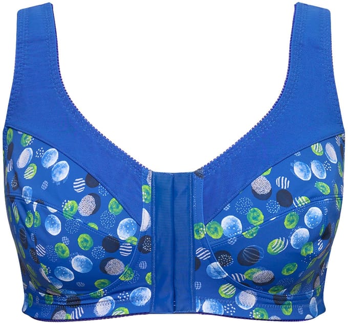 Ulla Popken - Dames - Steunbeha voorsluiting stippen - Jeans blauw - Maat 85D
