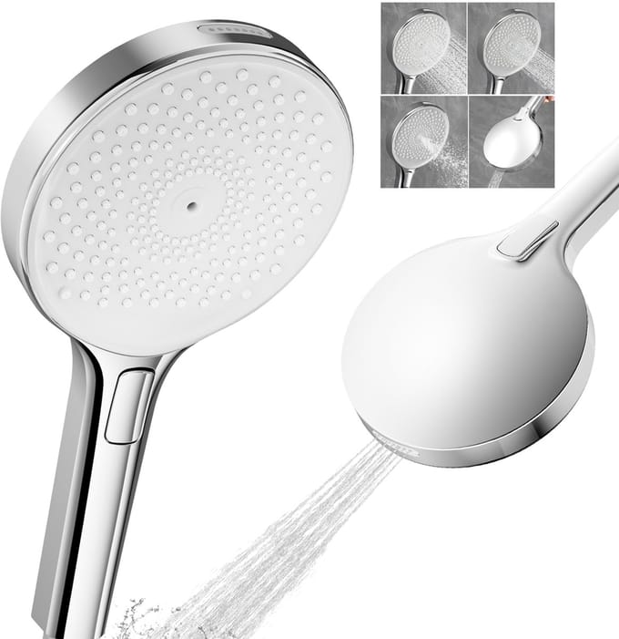 Auralum Max Douchekop - Regendouche - Wellness - 4 Sproeistanden - Hoge Druk - Moderne Handdouche - Waterbesparende - Chrome