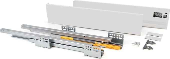 Emuca Lade kit Concept voor keukens, hoogte 105 mm, diepte 400 mm, zachte sluiting, Staal, Wit