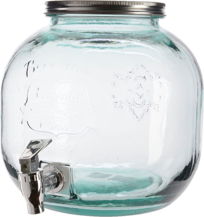 Decoris Drankdispenser/limonadetap met kraantje - gerecycled glas - 6L