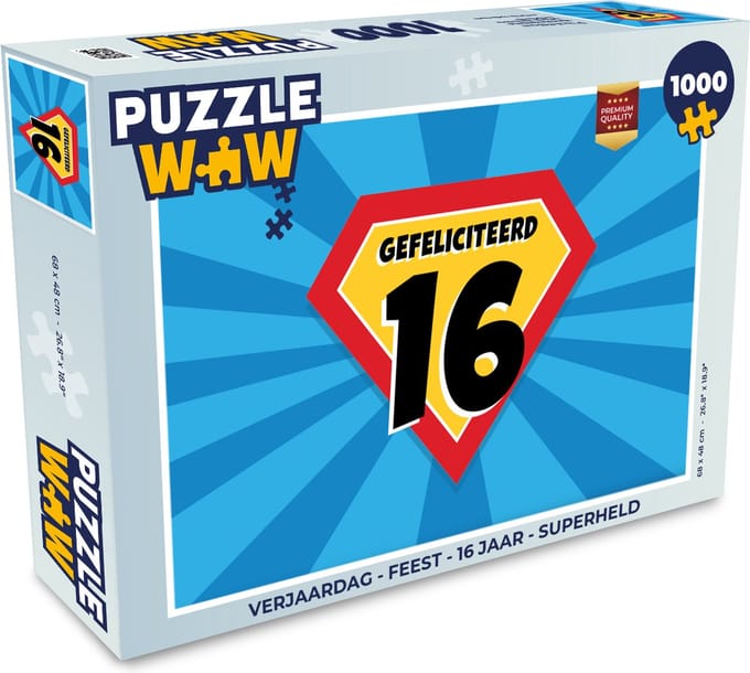 Puzzel Verjaardag - Feest - 16 Jaar - Superheld - Legpuzzel - Puzzel 1000 stukjes volwassenen