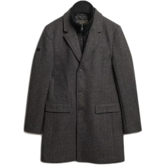Superdry Tailored Two-in-one Stadsjas Dark Grey Grootte: M