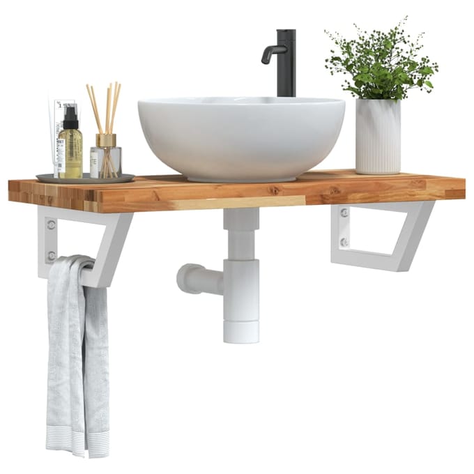 vidaXL - Badkamer - wandschap - staal - en - massief - acaciahout
