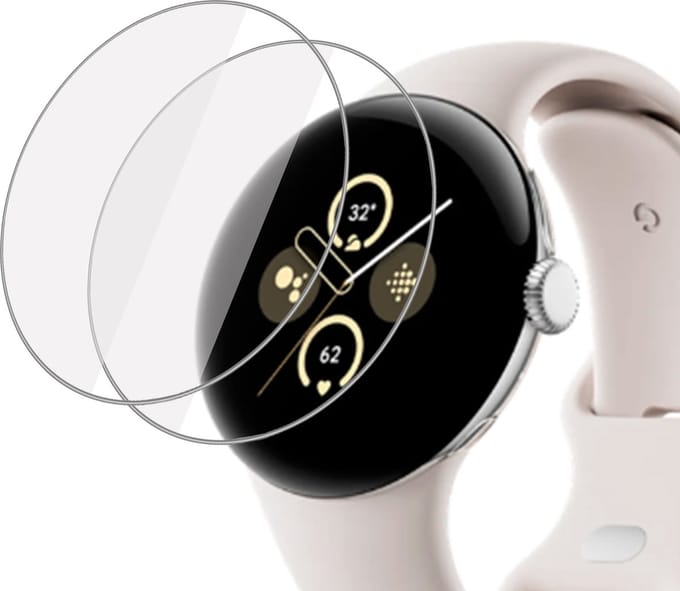 2x Geschikt voor Google Pixel Watch 2 Screenprotector - Beschermglas Folie Geschikt voor Google Pixel Watch 2