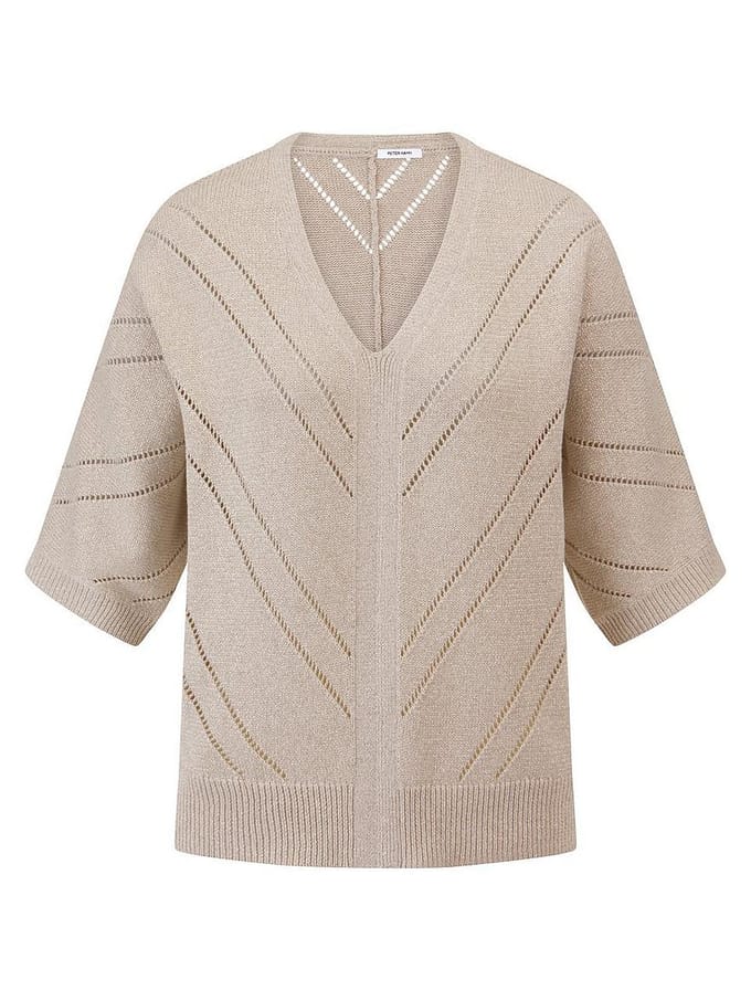 Trui V-hals Van Peter Hahn beige