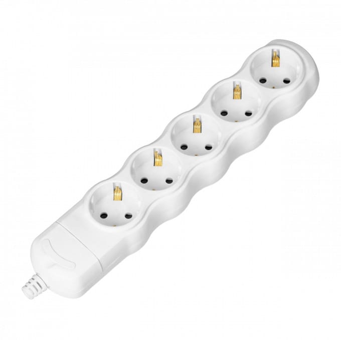 Stekkerdoos - Verdeelstekker 5 voudig - Verdeeldoos horizontaal - Stekkerblok zonder snoer/kabel - Wit