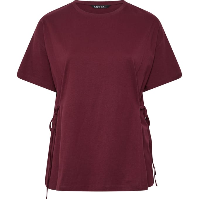 Yours Bordeauxrood Tshirt Met Striksluiting Aan De Voorkant Size 42