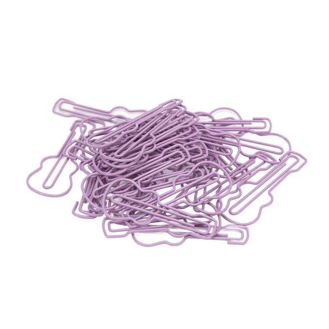 50 stuks Paarse Gitaarvormige Kantoor Paperclips Draagbare Decoratieve Gitaarvormige Paperclip Klem gray