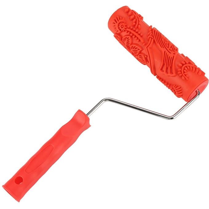 7IN rubberen reliëf textuur muur afdrukken borstel reliëf roller tool met handvat EG343T red