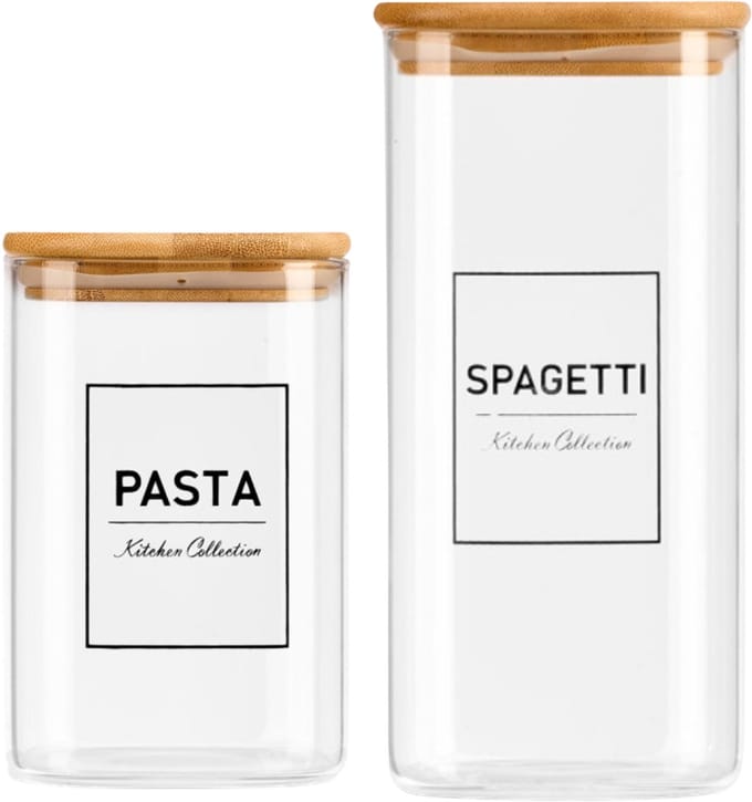 Vivalto Voorraadpot Essentials - keuken - pasta / spaghetti - glas - luchtdichte deksel