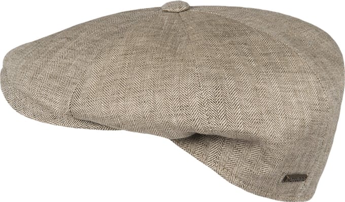 Duco - Linnen flatcap met visgraatpatroon - Beige