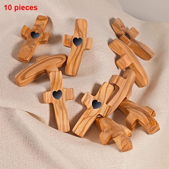 Kamerdecor Walnoothouten Duimkruisjes, Handgehouden Gebedskralen, Kerk Pasen Religieuze Accessoires, Spirituele Devotionele Hulpmiddelen 1 Piece
