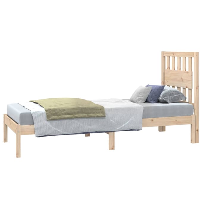 vidaXL - Bedframe - massief - grenenhout - zwart - 75x190 - cm