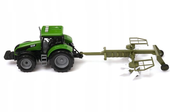 Groene Dromader Traktor met Hark en Geluid - 44cm