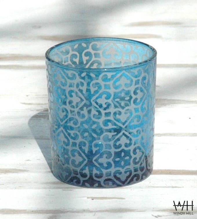 theelichthouders/kaarsenhouder Windy Hill  June blauw medium - doos 6 stuks