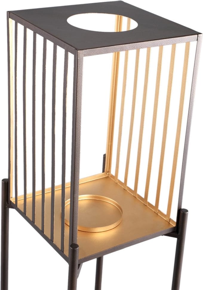PTMD Axin Windlicht - 42 x 33 x 88 cm - Ijzer - Zwart