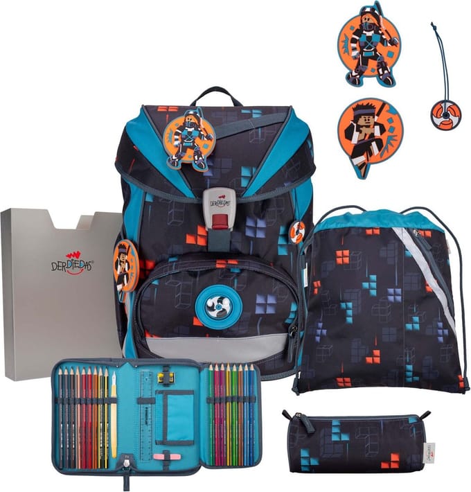 DerDieDas ErgoFlex Light - Schoolrugzak Set 5tlg. 800g (Ninja Fighter)