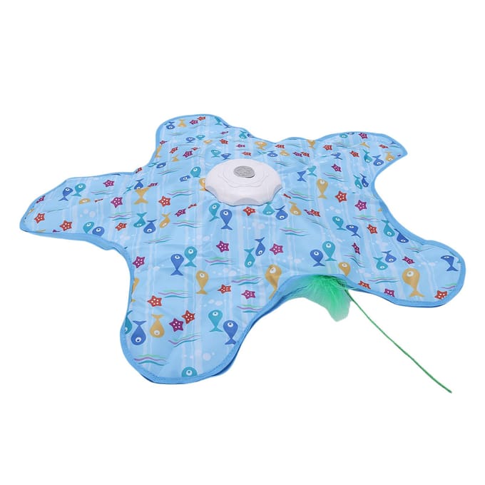 Jouet interactif pour chat activé au toucher Plume mobile Jeu de cache-cache Jouet électronique mobile caché pour chat Motif poisson white
