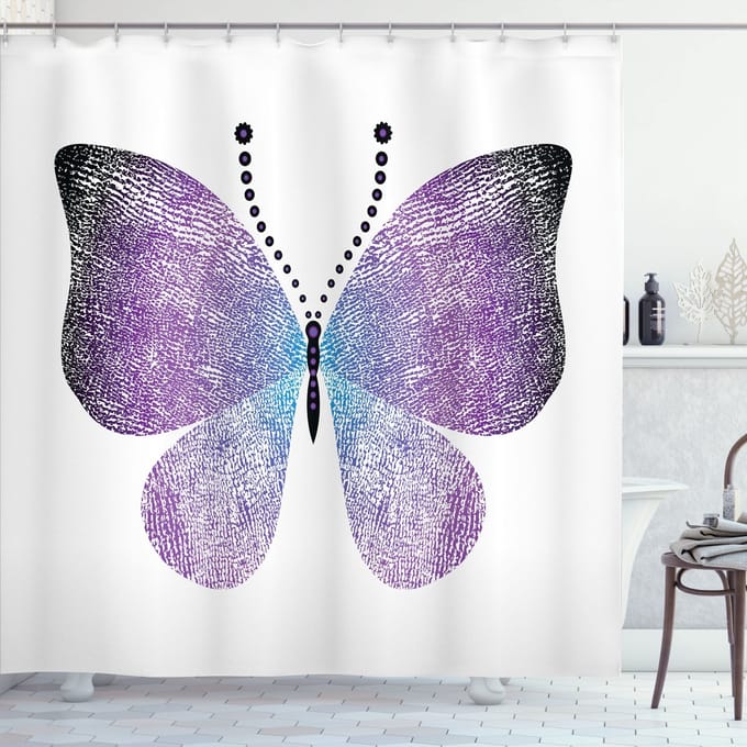 ABAKUHAUS Vlinder-douchegordijn – 175×180 cm – donkerpaars/violet