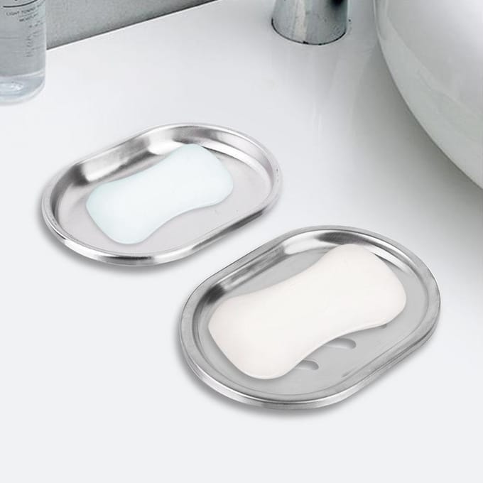Porte-savon en acier inoxydable Récipient Porte-savon double couche avec grand drainage (Bande) white