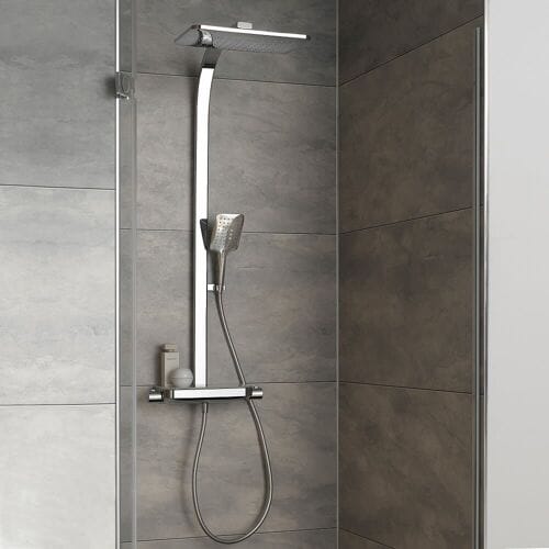 HSK AquaTray thermostatic shower system with surge showerhead