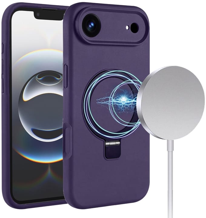 Geschikt voor iPhone Air hoesje – Solidenz Paars MagSafe Kickstand Case – Schokbestendige Backcover