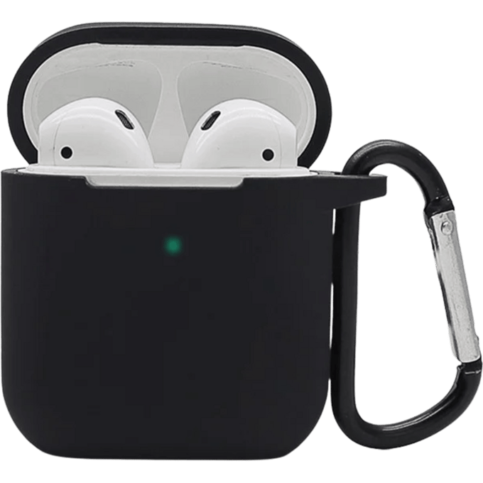 Mocaa AirPods 2 Siliconen Hoesje met Clip Zwart