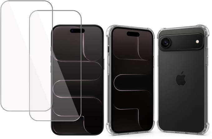 TechNow Hoesje + 2x Screenprotector geschikt voor iPhone 17 Air Hoesje Screenprotector - Tempered Glass - Extreme Shock Case Transparant