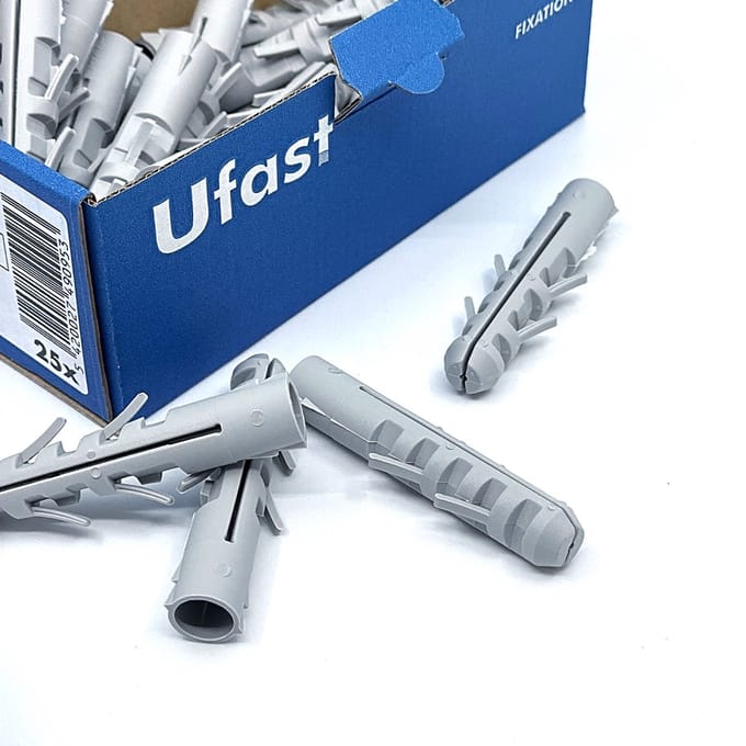 UFAST plug Ø 14 x 75 mm - Nylon - Universeel gebruik - Grijs - 25 stuks