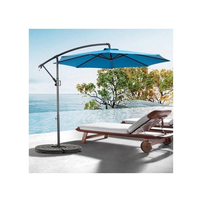 Parasol déporté - MUVOE - Double face - 4,5 m - Rectangulaire - Manivelle bleu